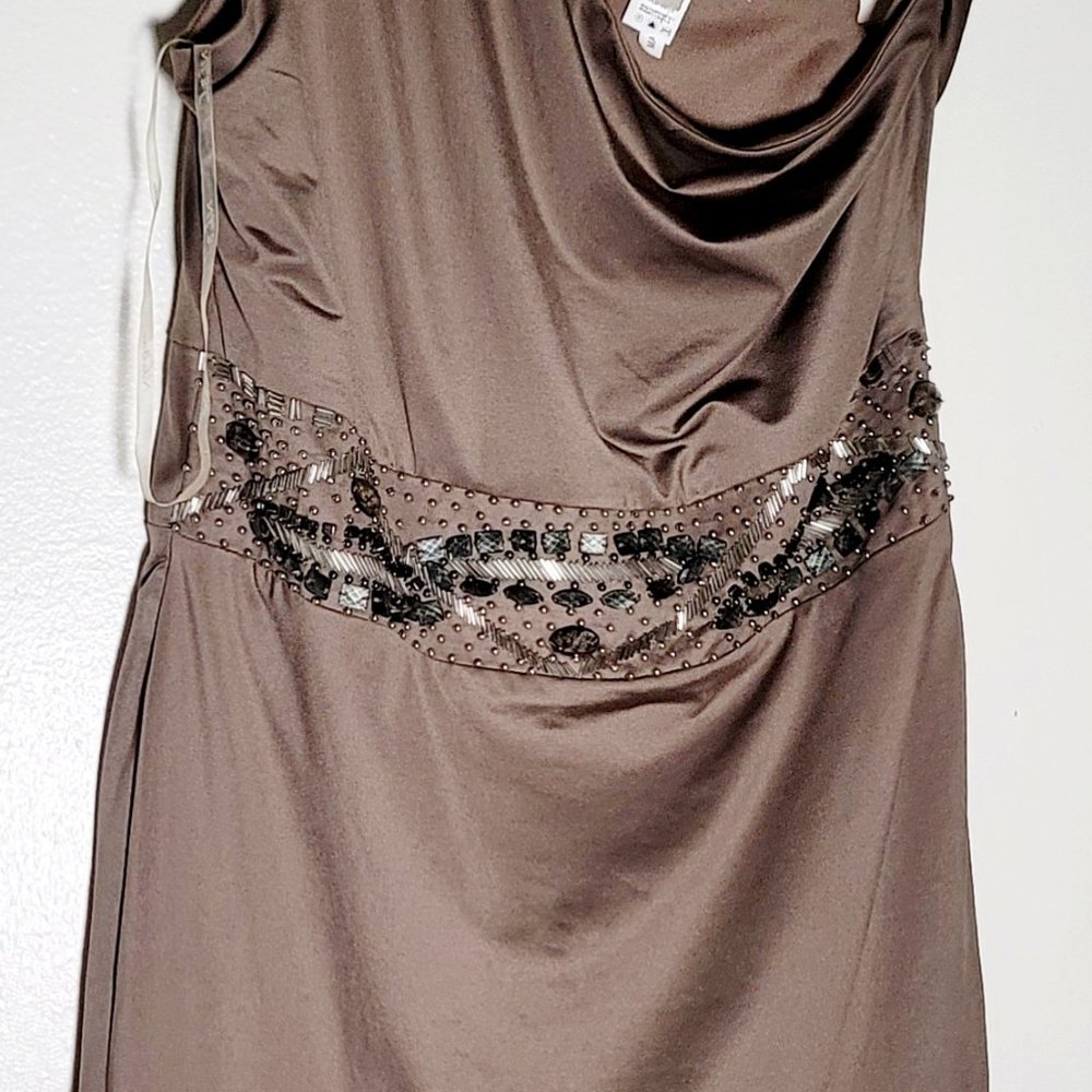 BEAUTIFUL SEQUINED BROWN WOMEN SIZE M DRESS BY NIKIBIKI